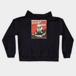 Vintage vibes in every sip! Kids Hoodie